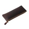 Unisex Genuine Leather Zipper Pencil Case - Handmade Retro Cowhide Stationery Box