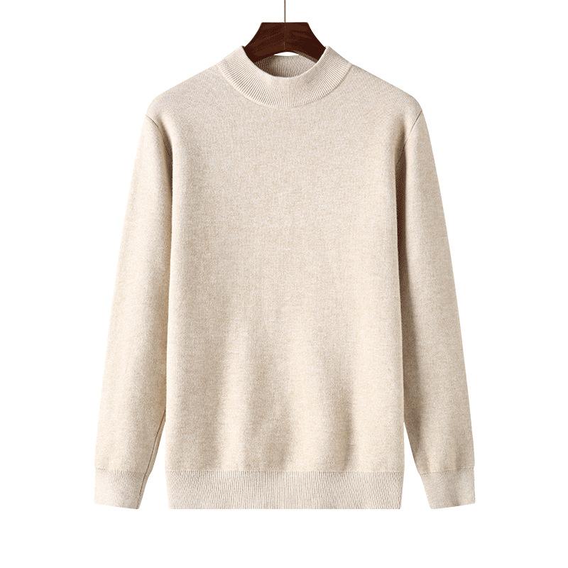 Winter Men's Solid Color and Fleece Thickened Mink One-piece Cashmere Sweater Half Turtleneck Sweater for Men