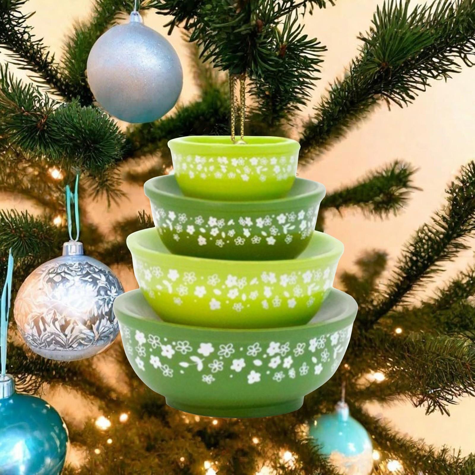 

Miniature Bowl Stack Ornament Hanging Decoration For Christmas Tree Acrylic Vintage Ornaments Stacker Stacking Bowls Xmas Tree Hanging Decor Gift зелений