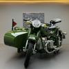 1:10 Diecast Sidecar Trike Model Simulation Alloy Sound Light Toy Car Retro Ornaments Collection Miniature Voiture Boy Gift