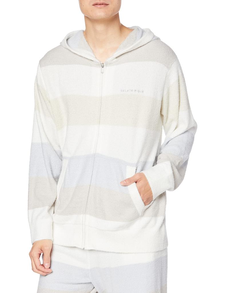 Gelato Pique HOMME Smoothy Family Border Hoodie PMNT232953 GRY Men's