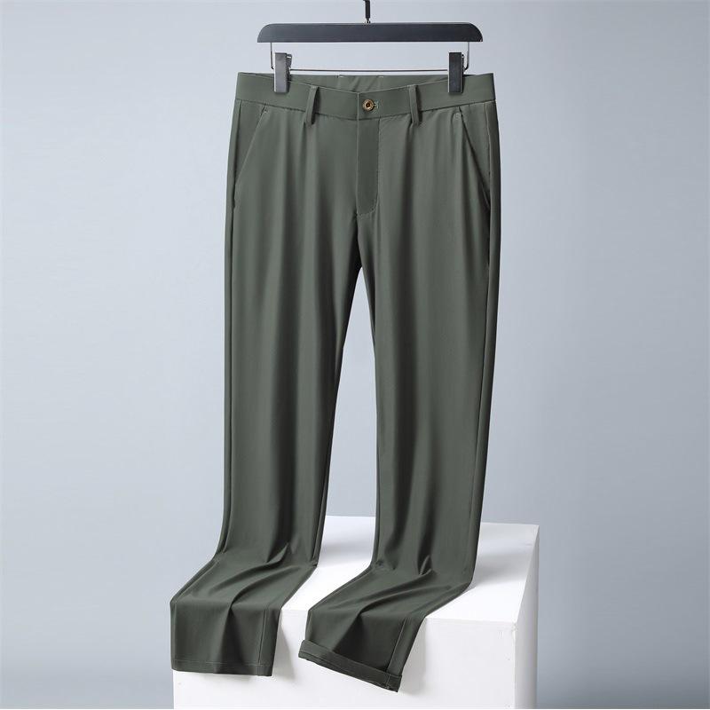 

Men s Summer Ice Silk Slim Fit Straight-Leg Pants: Korean Style, Trendy, Versatile, and Casual. 42 армія зелений колір