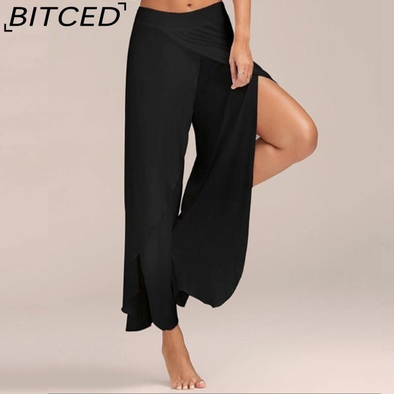 BITCED 10 Farben Damen Palazzo Boho Weitbein Hosen Chiffon Rock Ausgestellt Yoga Hosen Übergröße