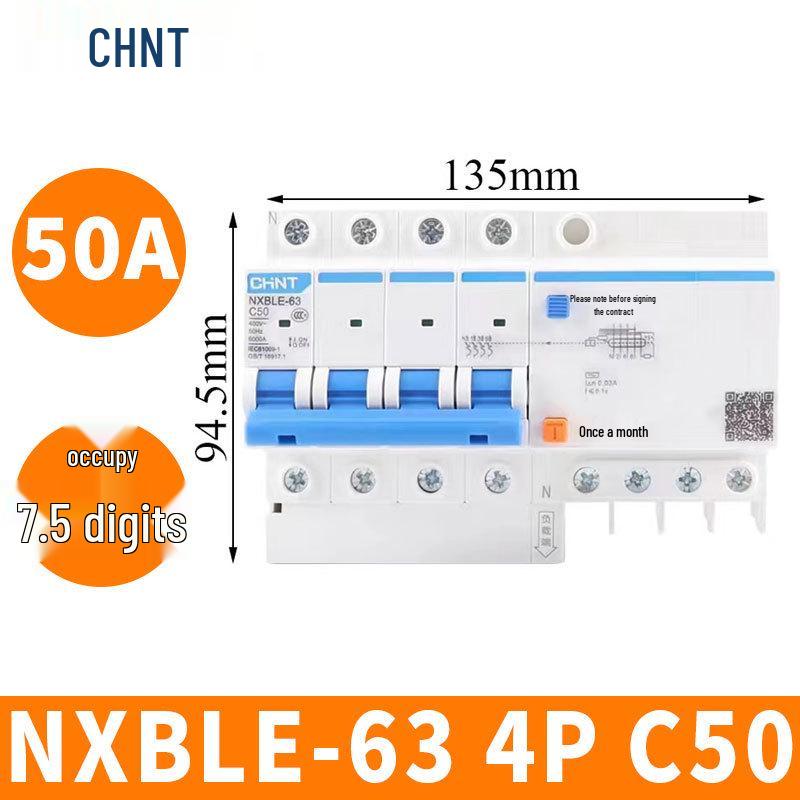 Chint Leakage Protector Circuit Breaker: 2P, 1P3P+N, 4P with Leakage Protection (32A, 20A, 40A, 63A) Air Switch