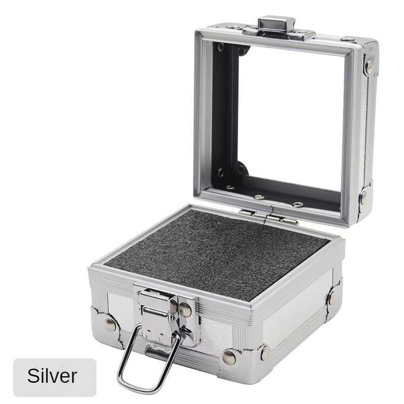 

Портативный мини-ящик для хранения из алюминиевого сплава, многоцелевая прозрачная шкатулка для ювелирных изделий серебряный