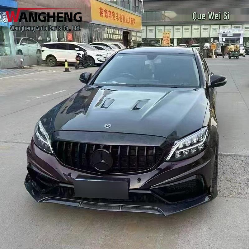 Mercedes-Benz W205 C-Class Carbon Fiber Front Lip Spoiler Chin Diffuser Accessory