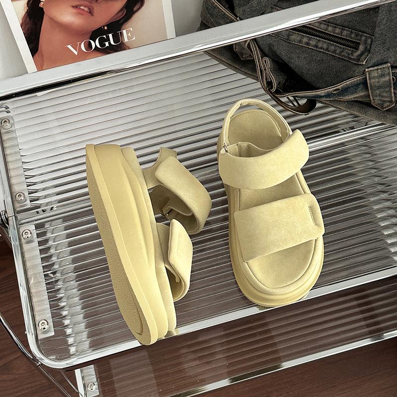 2025 Summer New Platform Sports Sandals Women's Outer Wear Casual Women's Shoes Velcro Versatile Beach Shoes Trendy Shoes