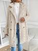Double-Breasted Plush Cardigan Coat for Women - Mid-Length with Pockets and European-American Style