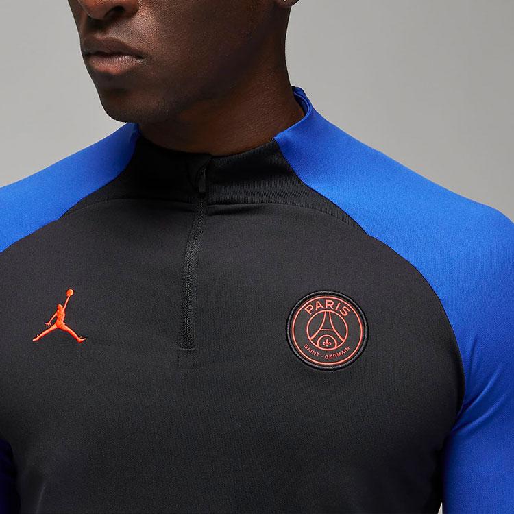 Jordan Tricou cu mânecă lungă pentru bărbați Paris Saint-Germain Seria de antrenament de fotbal Logo Color Block Slim Fit Negru DN1259-011