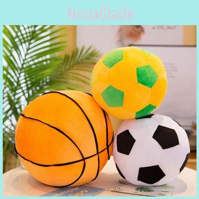 Jouet Ballon de Football en Peluche avec Tissu Doux à Poil Court pour Enfants et Décoration de Maison