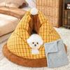 Cat Bed Cave Nest with Blanket Hut for Sleeping Hedgehog Winter Indoor Bunny