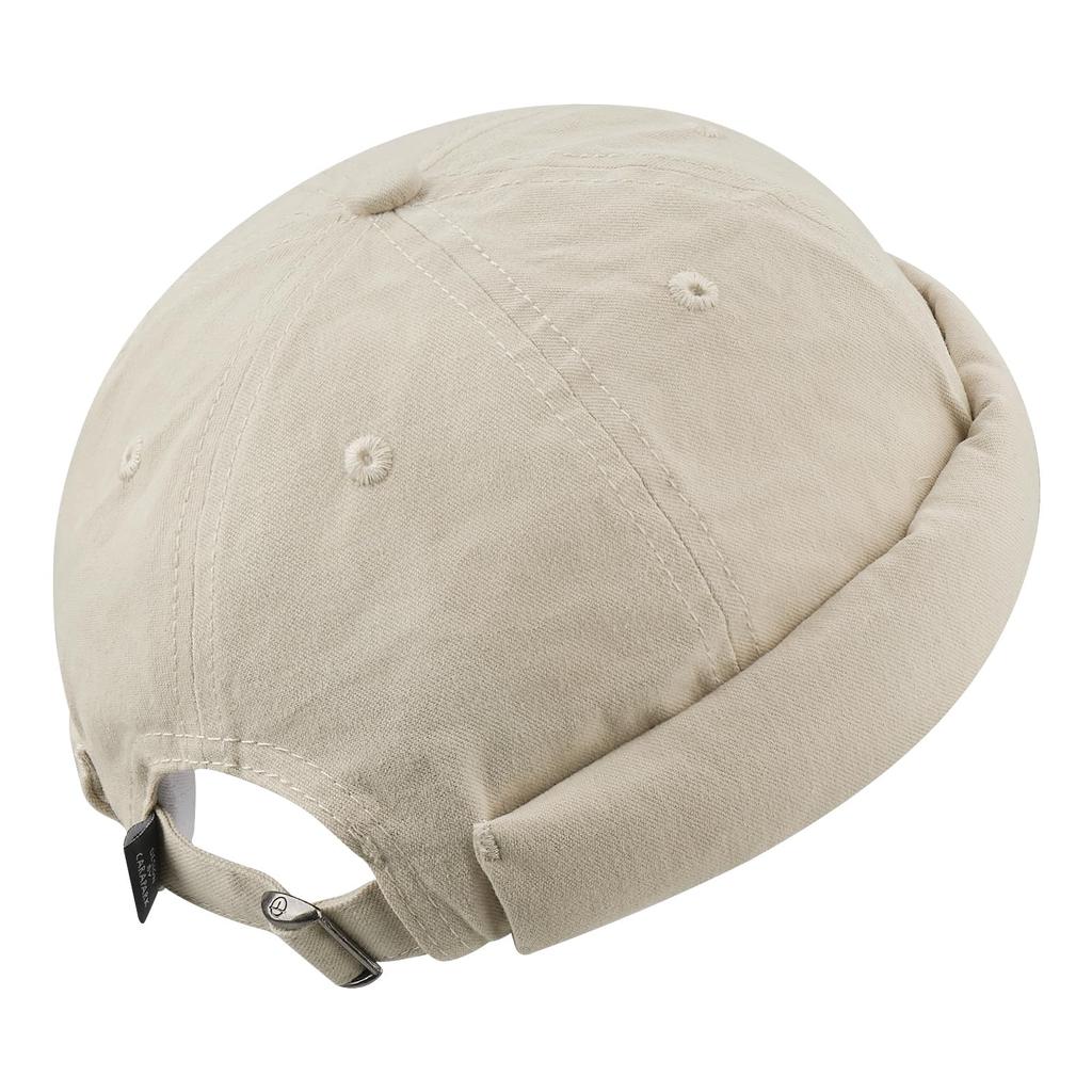 [Croogo] Brimless Fisherman Cap Men's Roll Cap Washed Cotton Cap Sag Cap Round Cotton Cap Small Face Effect Watch Cap Spring Summer Plain Sailor Cap