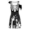 Halloween Skirt Skeleton Print Dress Irregular Waist Casual Skirt Women