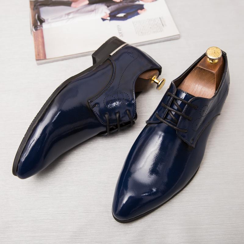 Pánské ležérní lakované zlaté Derby Oxford společenské boty do párty nočního klubu červený oblek svatební stylové business formální boty mokasíny baleríny