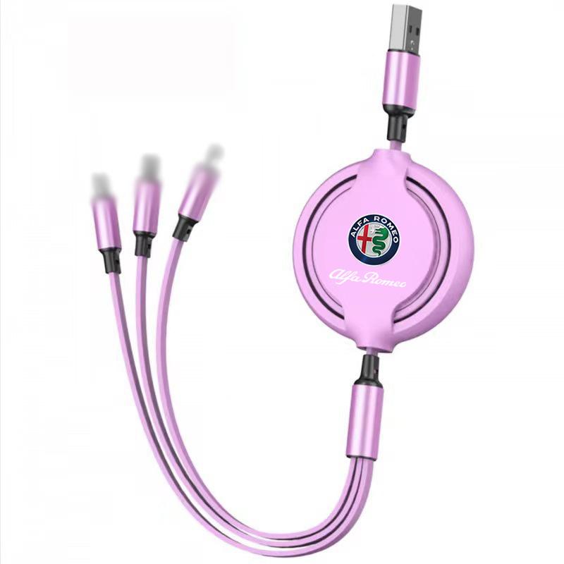 Fast Charing Data Cable 100W Multifunctional 3 In 1 Data Cord For Alfa Romeo Giulietta Giulia Stelvio 156 Gt 159 147 166 Gtv