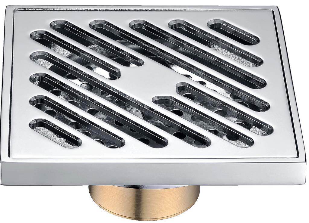 Modern Bathroom Accessories 10x10cm Shower Floor Drain Cover Tile Insert Brass Anti-Odor Chrome Finish Brushed Surface