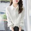 Women's Long Sleeved Shirt Spring and Autumn Style White Shirt Base Shirt Top