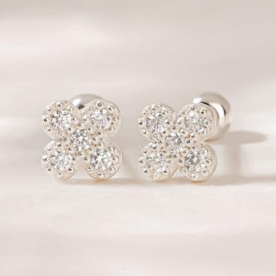 BIJOU (1+1)Piercing Trèfle Dense en Zircone Argent 925