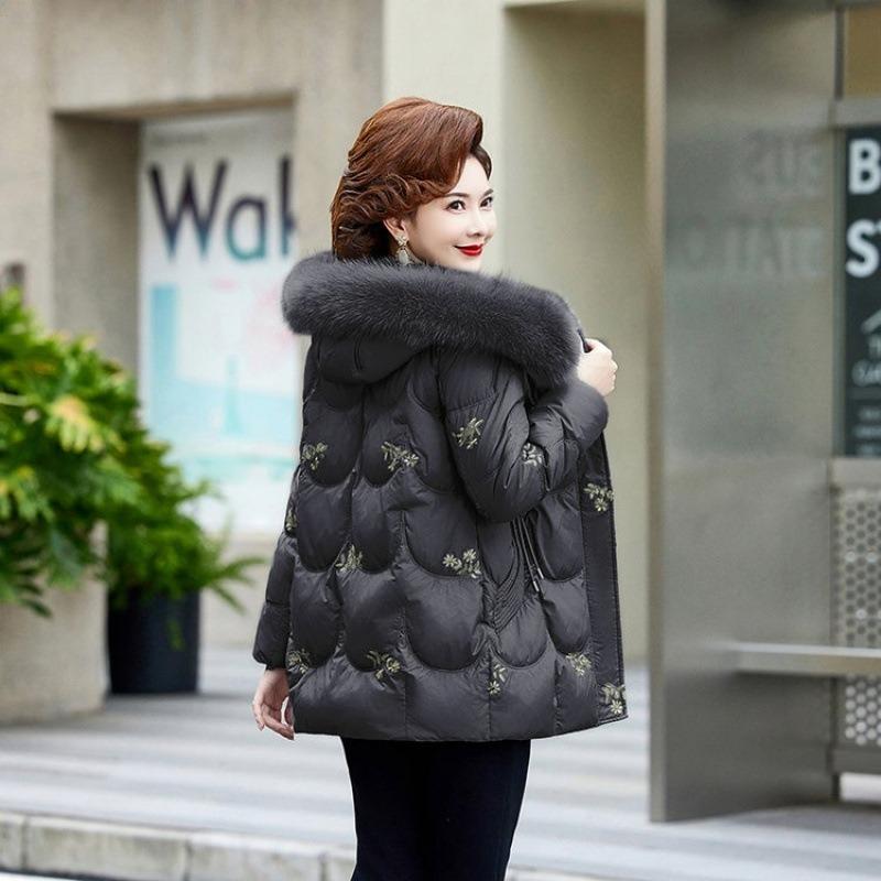 Winter down jacket new real fur collar winter women's clothing thickened warm white duck down jacket