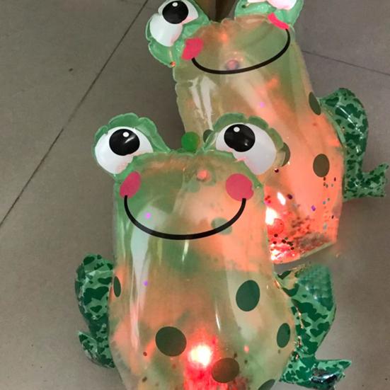 Frog Inflatable Toy Easy Storage Eye-Catching Shine Lightweight Fine Workmanship Entertainment PVC Glitter Sequins Flash Frog Ballon Beach Toy