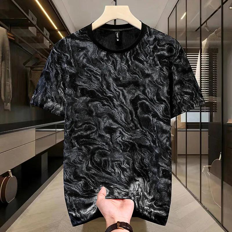 Mens Abstract Water Ripple Print Short Sleeve T-Shirt M