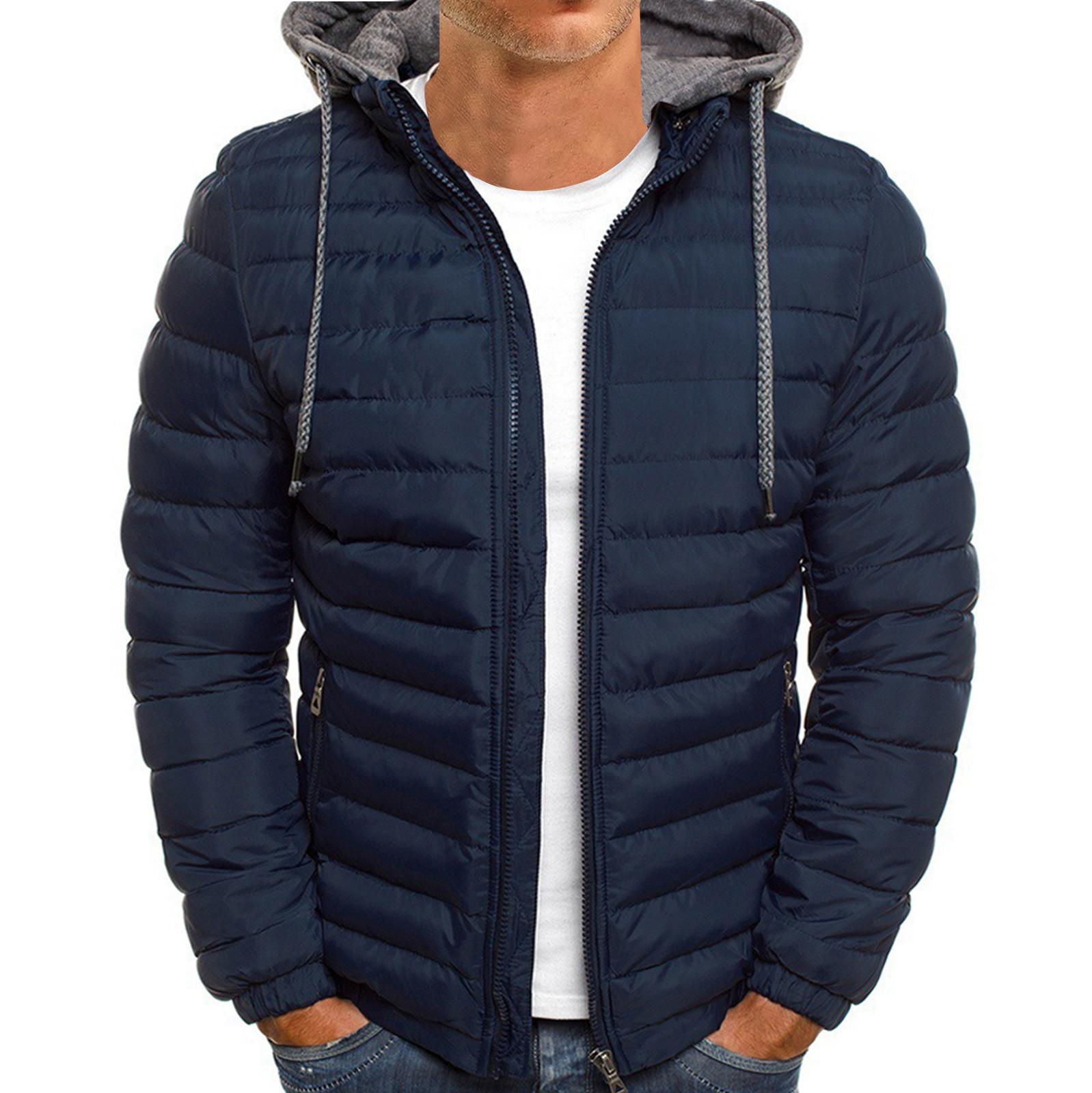 

Мужское зимнее пальто, теплое приталенное толстое пальто, повседневная куртка, верхняя одежда, верхняя блузка XXL темно-синий