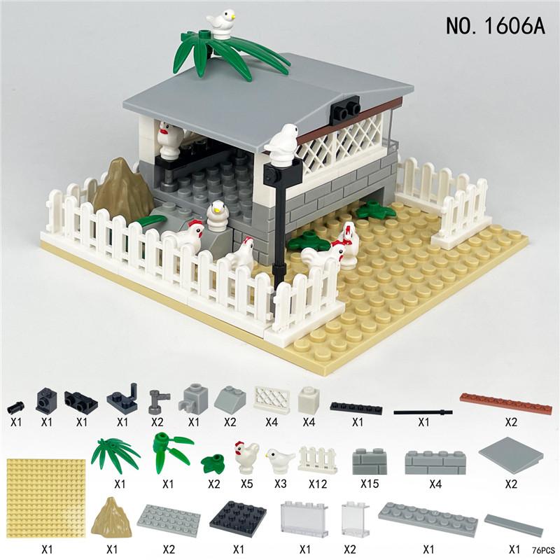 Non-Toxic Moc Farm Animals Classic Building Blocks City Chicken Coop Hen House Toys Diy Blocks Toys For Thanksgiving Day/Christmas Gift