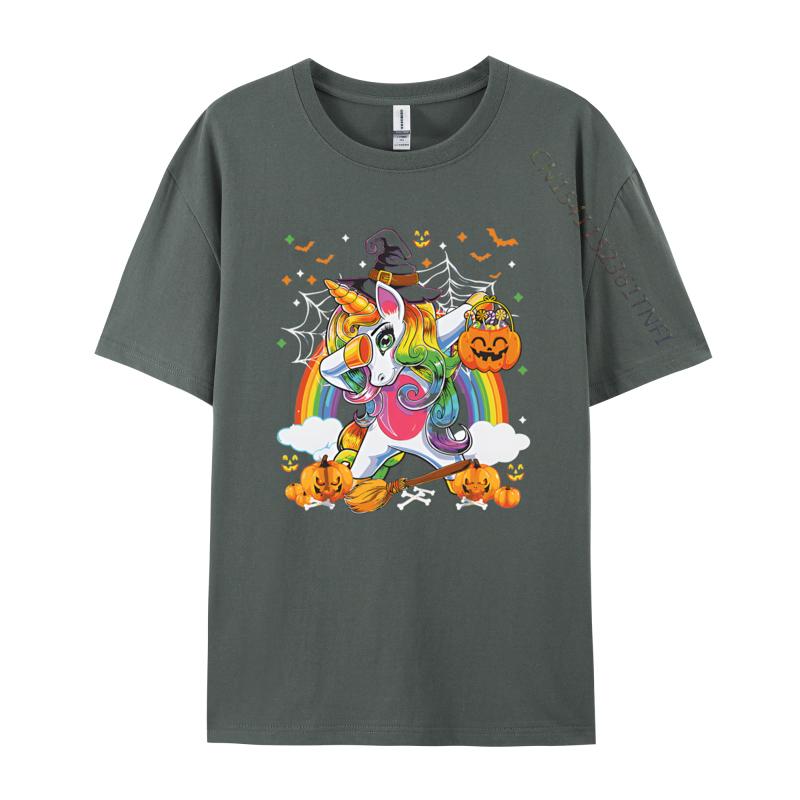Halloween Pumpkin Fall Dabbing Unicorn Tshirts Funny Printed Tops Tees Cotton Fabric TShirt for Men Casual