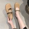 Pearl Bag Head Half Slippers Women's Summer Wear 2025 New Flat Bottom Half Tray Women's Shoes Soft Sole Out French Cool Slippers