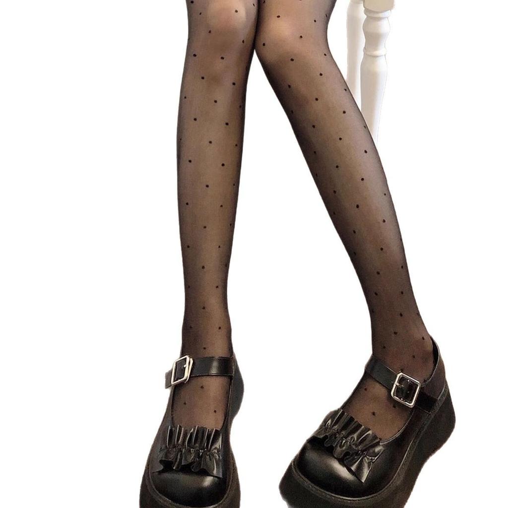 Spring and Autumn Black Love Polka Dot Stockings Black Silk Summer Anti-Hook Pantyhose Leggings Women's Anti-Hook Silk
