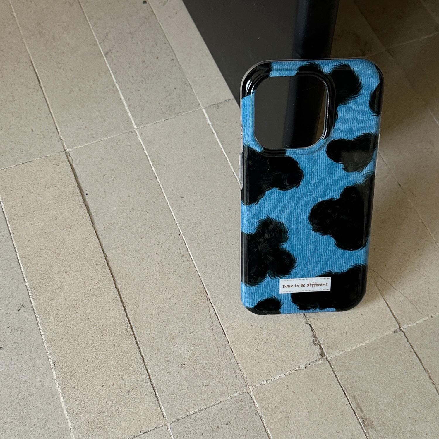 

Denim Blue Cow Print iPhone 16 Pro/17 Pro Max Protective Case, Double Layer IMD iPhone 17 Pro Max