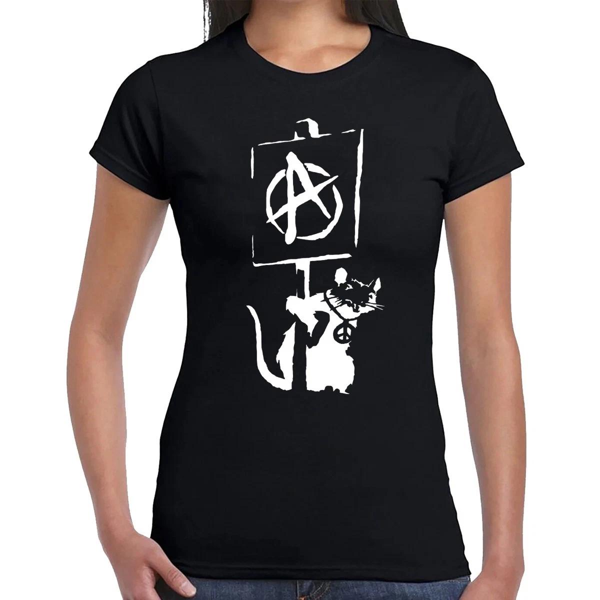 

Banksy Anarchy Rat | Anarchist | Stencil Art | JOKE FUN | T-SHIRT LADIES TEE TOP 4XL