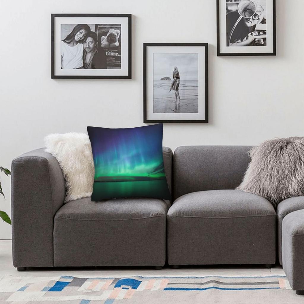 Aurora Boreale Finlandia Federa Quadrata Poliestere Lino Velluto Fantasia Zip Decorativa Cuscino Divano Seduta Copricuscino 45X45