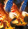 Solar Eagle Garden Stake Light: Resin Bald Eagle with American Flag Wings Warm LED Solar Powered 45 cm Outdoor Lawn Patio Decor Memorial Day Gift
