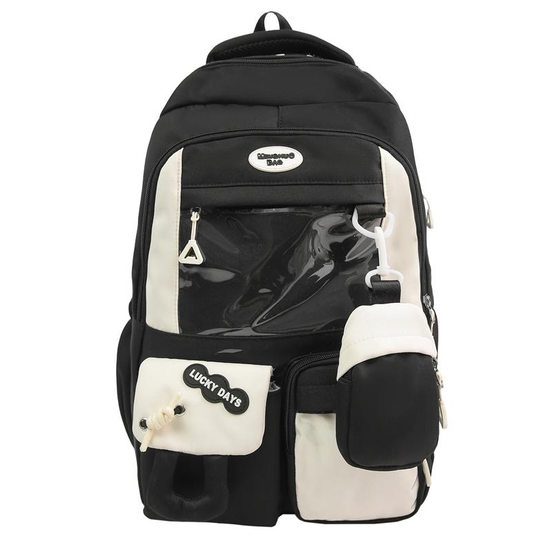 Color Block Junior High School Student Schoolbag Women's Large Capacity Travel Backpack Student Backpack