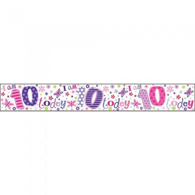 I Am 10 Today Holographic Foil Banner