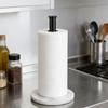 Steel & Marble Kitchen Paper Towel Holder with Not Slip Base Elegant Marble Base Paper Towel Rack for Countertops Storage
