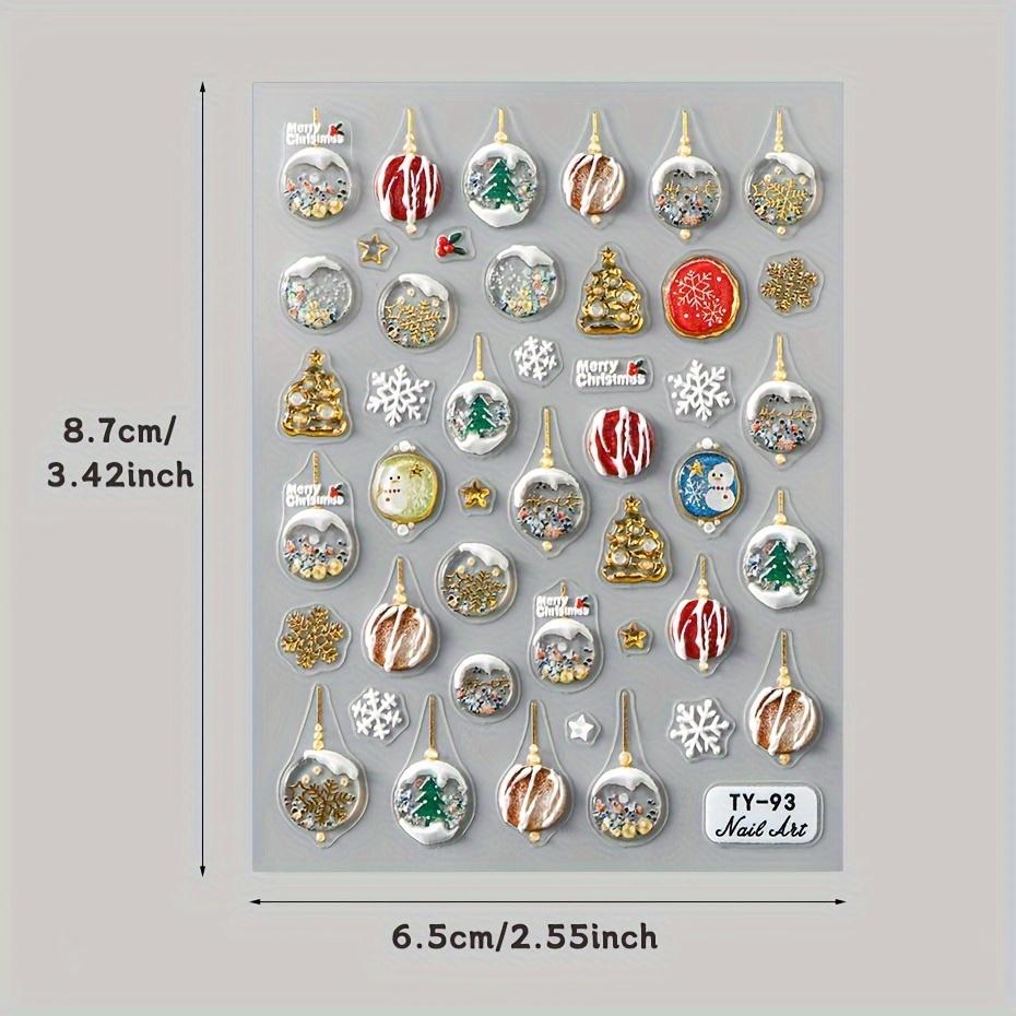 5D Embossed Nail Sticker Christmas Tree Snowflake Xmas Nail Art Decoration Slider Manicure Decoration Christmas Nail Supplies