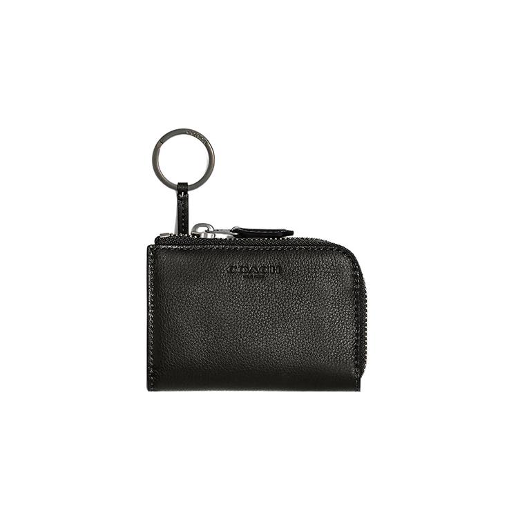 New COACH Key Case Cow Leather Coin Purses Key Pouches Men's Black C6208G-QBBK