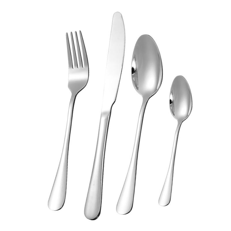 Thickened 304 Stainless Steel Cutlery Set: Steak Knife, Fork, Dessert Spoon, Pointed Spoon, Round Spoon