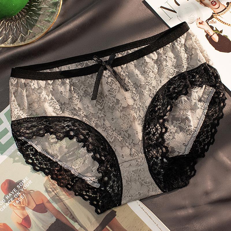 Sexy Lace Panties Seamless Low Waist Ultra-thin Transparent Bow Ladies Briefs Sweet Girl Panties