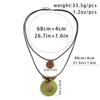Vintage Runt trähänge Långlagerhalsband Kreativt Handgjorda Retro PU-läderrep Tröja Kedja Halsband Par Smycken
