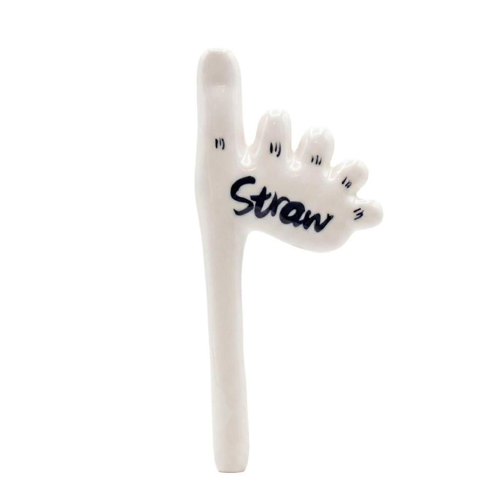 Ceramic Thumb Straw Smooth Surface Foot Shape Straw Funny Toe Shape Straw  Drink чёрный