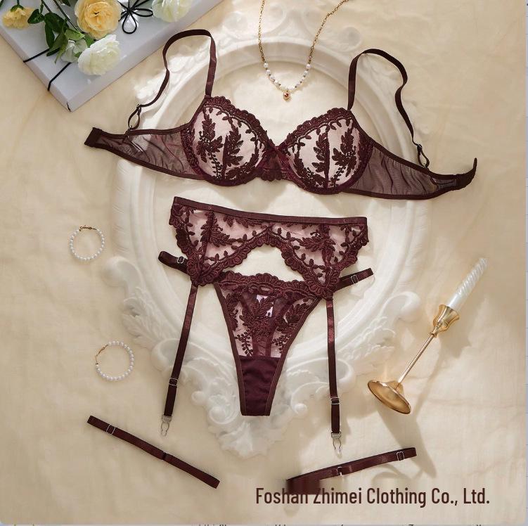 Y Cross-Border Transparent Mesh Lingerie Set: Sexy Three-Piece Women's See-Through Bra