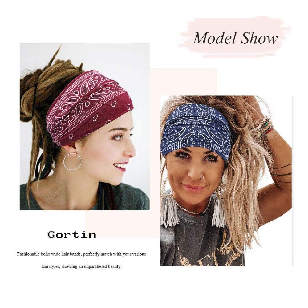 Bohemian Wide Cotton Stretch Headbands Elastic Women Headwrap New Striped Fabric Headband