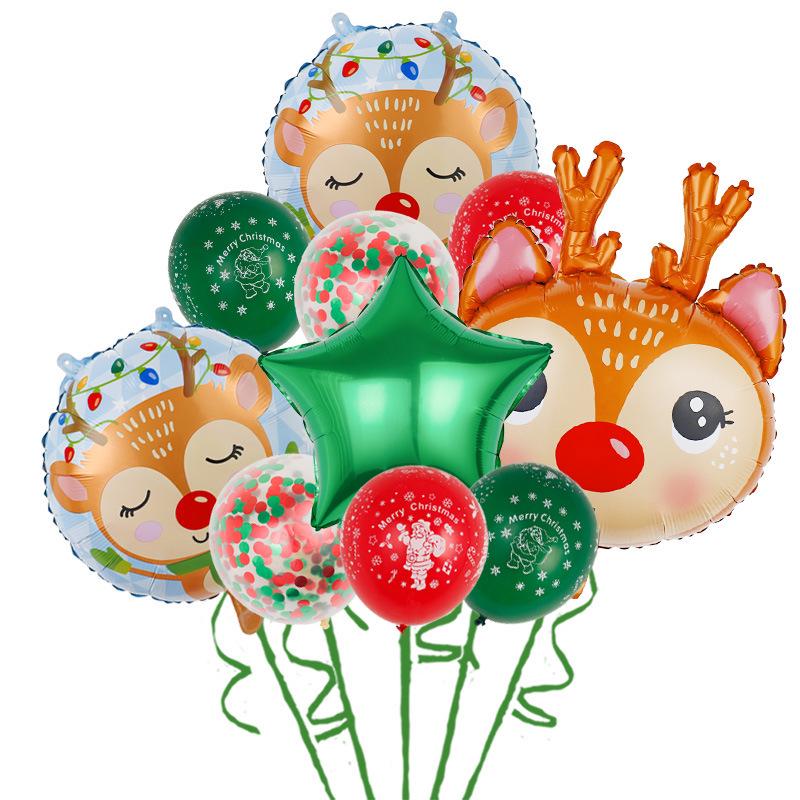 Christmas Aluminum Foil Balloon Set with Santa, Snowflake, and Cane Decorations