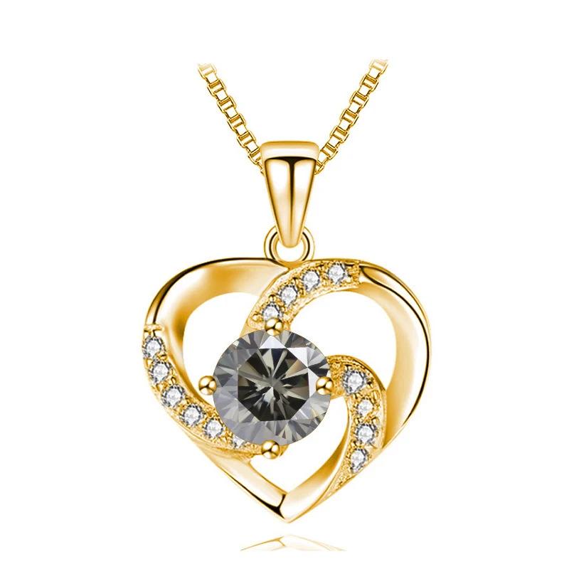6.5mm Gold Plated Heart Shaped Moissanite Pendant Necklace D VVS1 Exquisite Fine Jewelry For Women