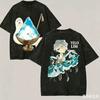Witch Hat Atelier Qifrey Crew Shaved Ice Ghost Double Sided Vintage Washed Anime Graphic T-Shirt Unisex Oversized Y2K