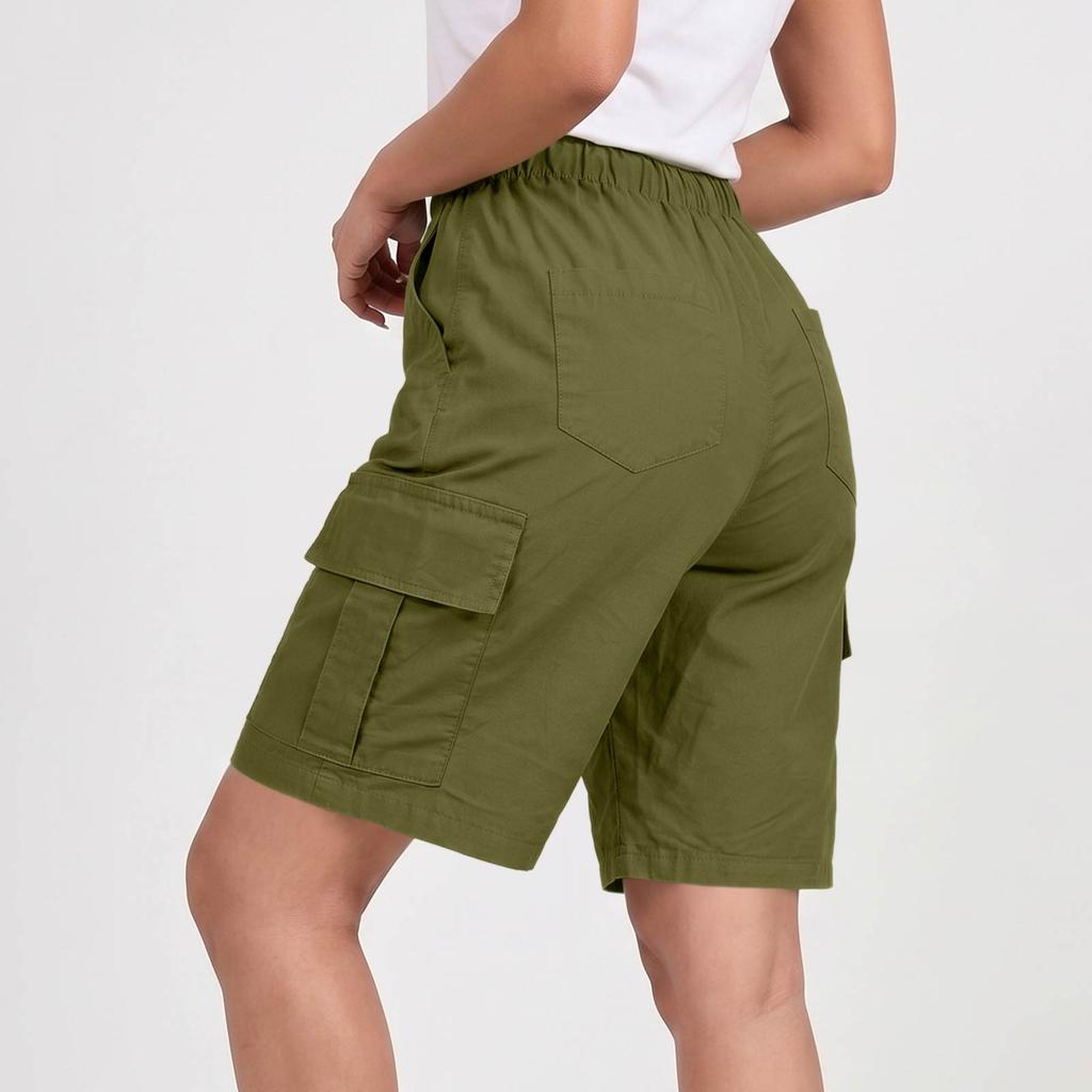 Women’s Loose Fit Outdoor Cargo Shorts with Multiple Pockets Relaxed Mid-Length Utility Shorts for Summer Sports Hiking