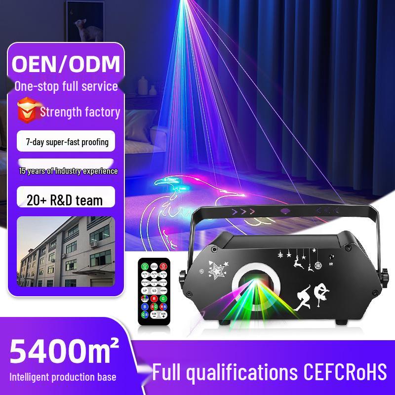 

3D Voice-Activated Laser Light: Full Color Projection with Remote Control & DMX for Stage Atmosphere US Standard